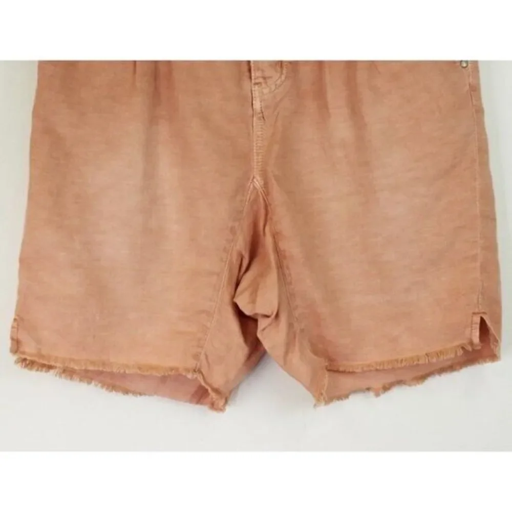 NWT Free People Utility Harem Raw Hem Bermuda Short Braided Rose Pink Linen 2 - Picture 6 of 9